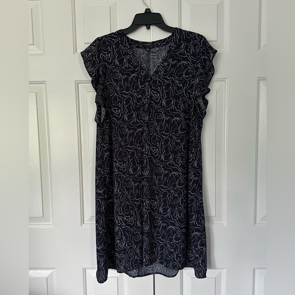 Halogen Navy Lightweight Ruffle Sleeve V-Neck Short Dress in Large VGUC